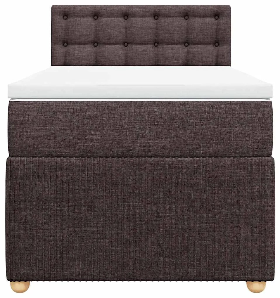 Cama com molas/colchão 100x200 cm tecido castanho-escuro