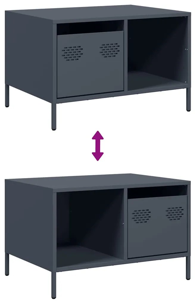 Mesa de centro 68,5x50x43,5 cm aço laminado a frio antracite