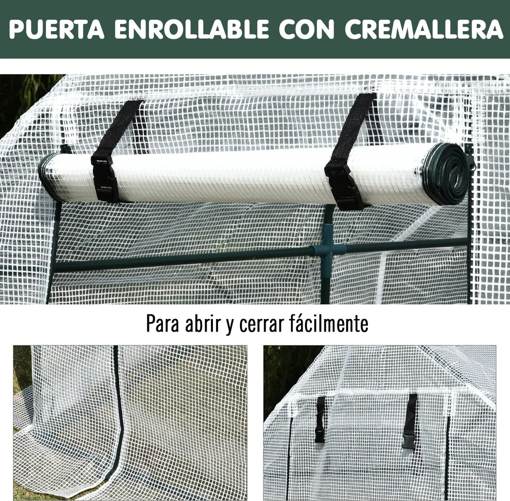 Estufa de Jardim Estufa Caseira com 4 Prateleiras Porta Enrolável Cobe