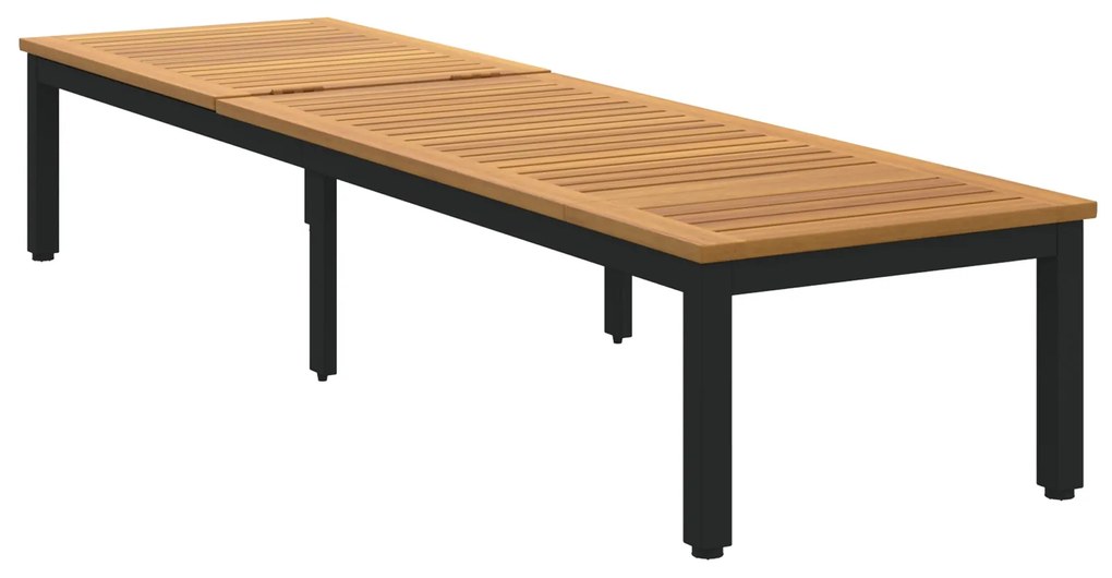 Espreguiçadeira Preta 200x55x35 cm Madeira Acácia Maciça