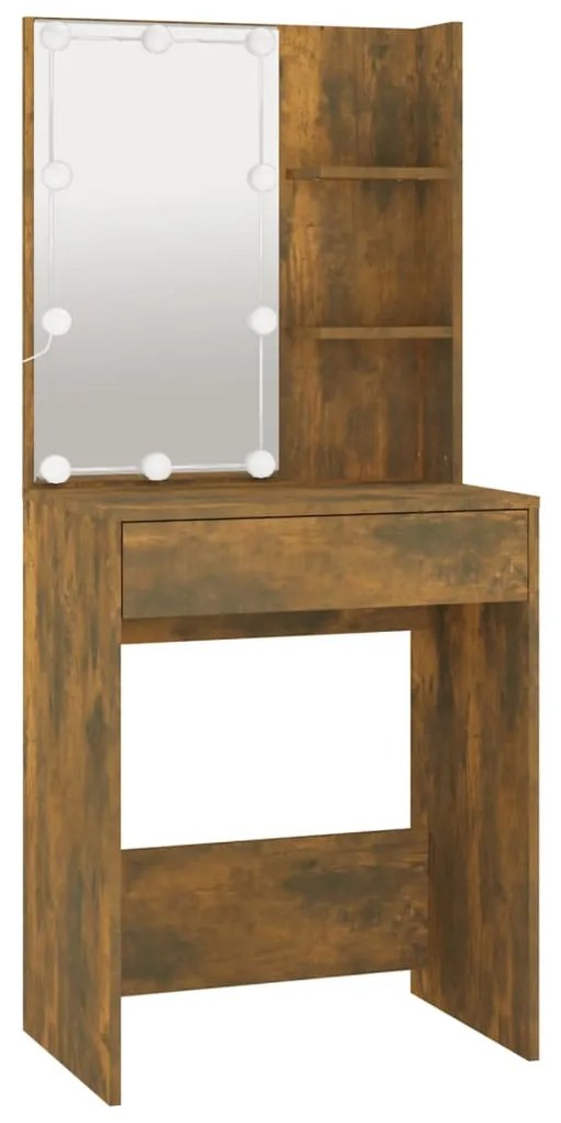 Toucador com LEDs 60x40x140 cm cor carvalho fumado