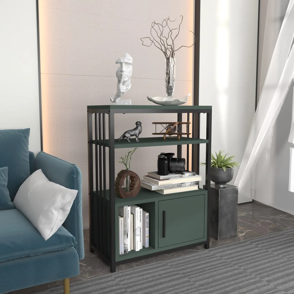 Estante Letos – Verde e Preto – 60 cm x 80 cm x 29,6 cm