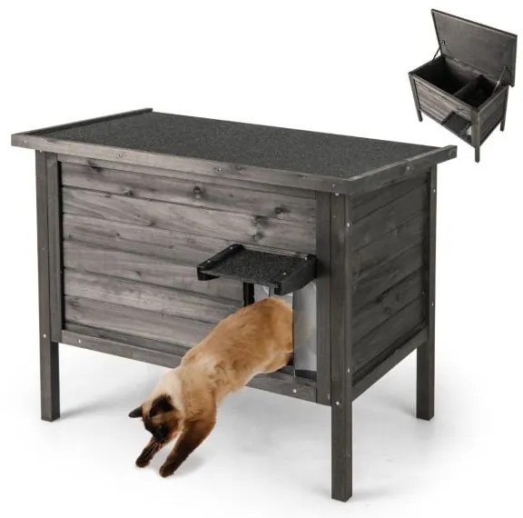 Casa para gatos com isolamento externo e espuma isolante em toda a volta - cinza escuro