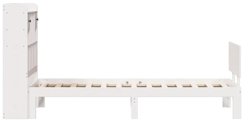 Cama com estante sem colchão 90x190 cm pinho maciço branco