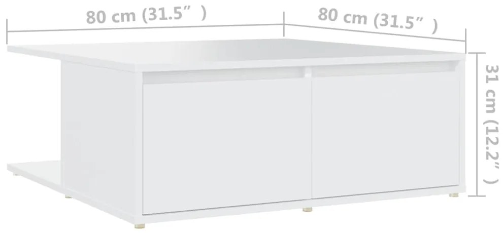 Mesa de centro 80x80x31 cm derivados de madeira branco