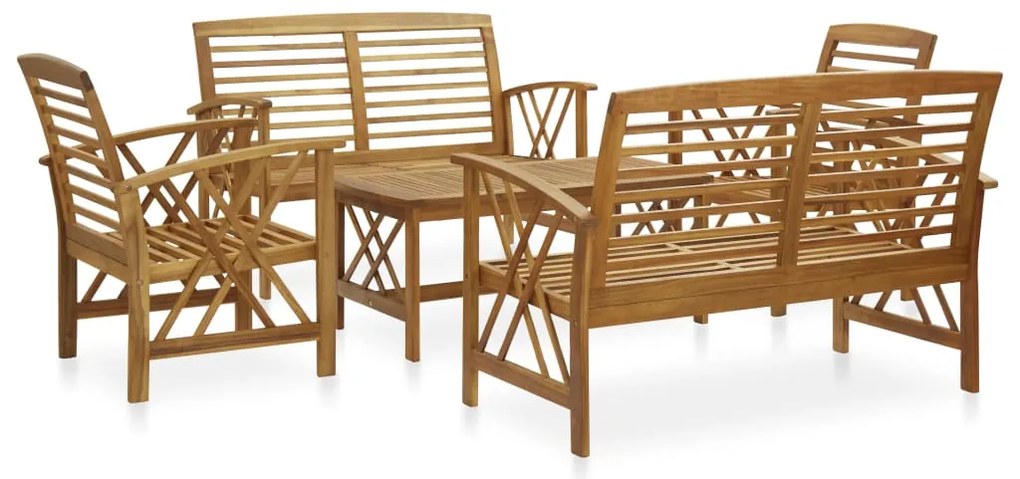 5 pcs conjunto lounge de jardim madeira de acácia maciça