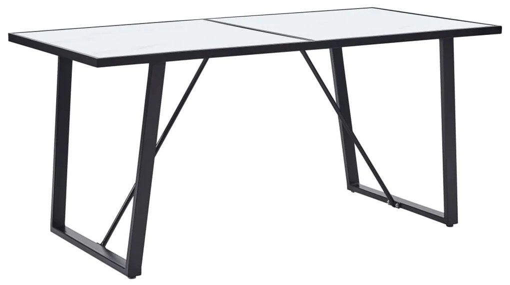 vidaXL Mesa de jantar 140x70x75 cm vidro temperado branco