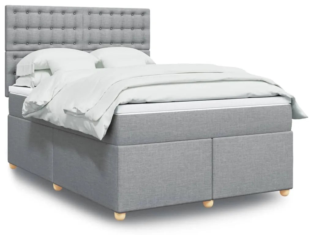 vidaXL Cama com molas/colchão 160x200 cm tecido cinzento-claro