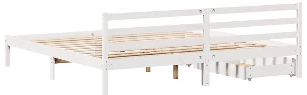 Cama sem colchão 180x200 cm madeira de pinho maciça branco
