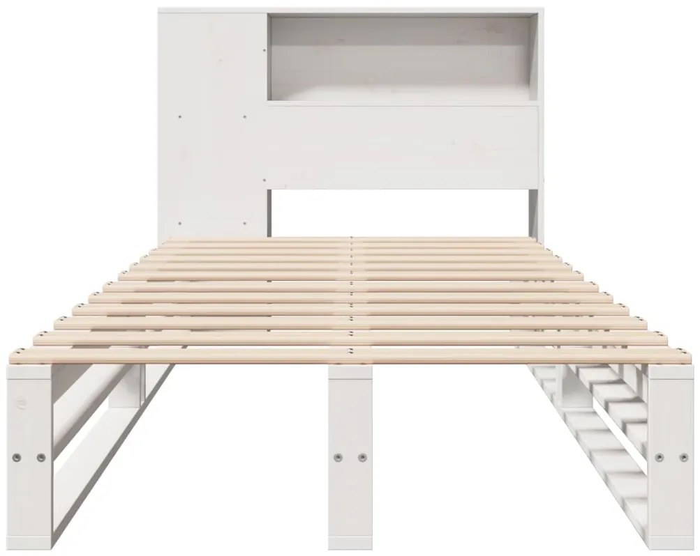Cama com estante sem colchão 90x190 cm madeira maciça branco