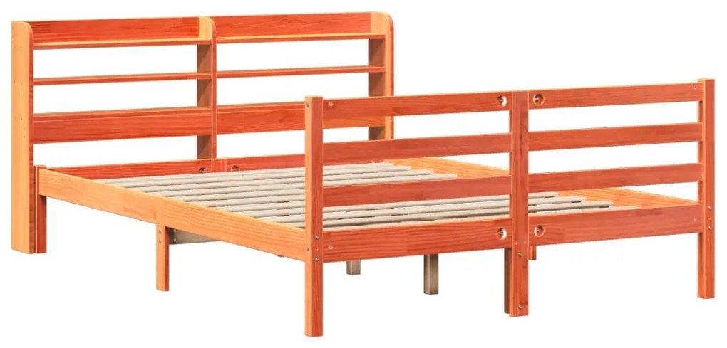 Cama sem colchão 120x190 cm madeira pinho maciça castanho-mel