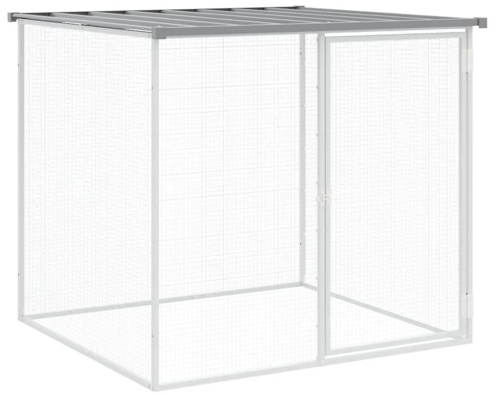 Galinheiro com teto 203x98x90 cm aço galvanizado cinza-claro