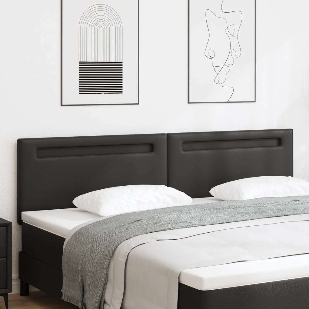 Cabeceira VidaXL Design Simples Preta 200 cm em Couro Sintético