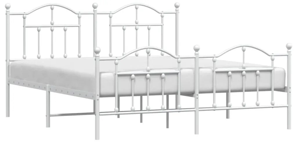 Estrutura de cama com cabeceira e pés 180x200 cm metal branco