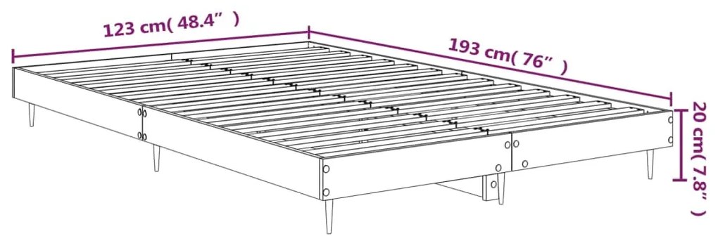 Estrutura de cama 120x190 cm derivados de madeira cinza cimento