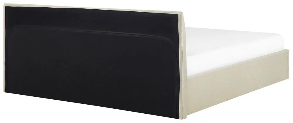 Cama de casal com arrumação em tecido creme 180 x 200 cm ORBEY Beliani