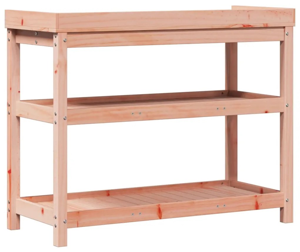 Mesa de jardinagem com prateleiras madeira de douglas maciça