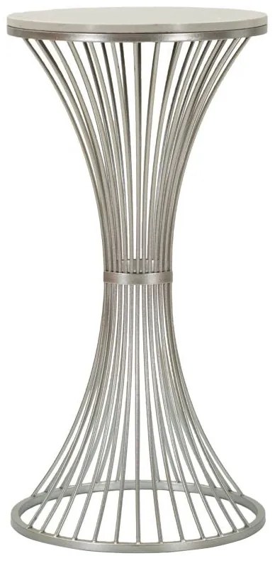 Mesa Funnel - Metal Prata e Topo de Mármore - Ø 40 cm x 79 cm"