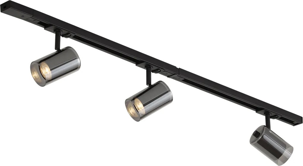 Sistema de iluminação de trilho moderno preto com 3 focos monofásicos - Iconic Lloyd