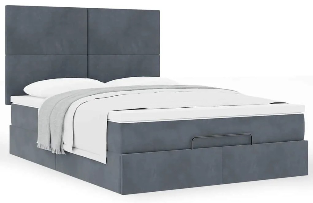 Estrutura cama otomana com colchões 140x190cm cinzento escuro