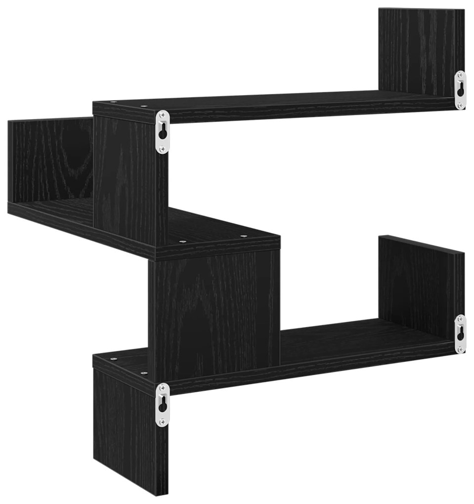 Conjuntos de Prateleiras de Parede vidaXL 2 pcs Carvalho Preto 40x40x4
