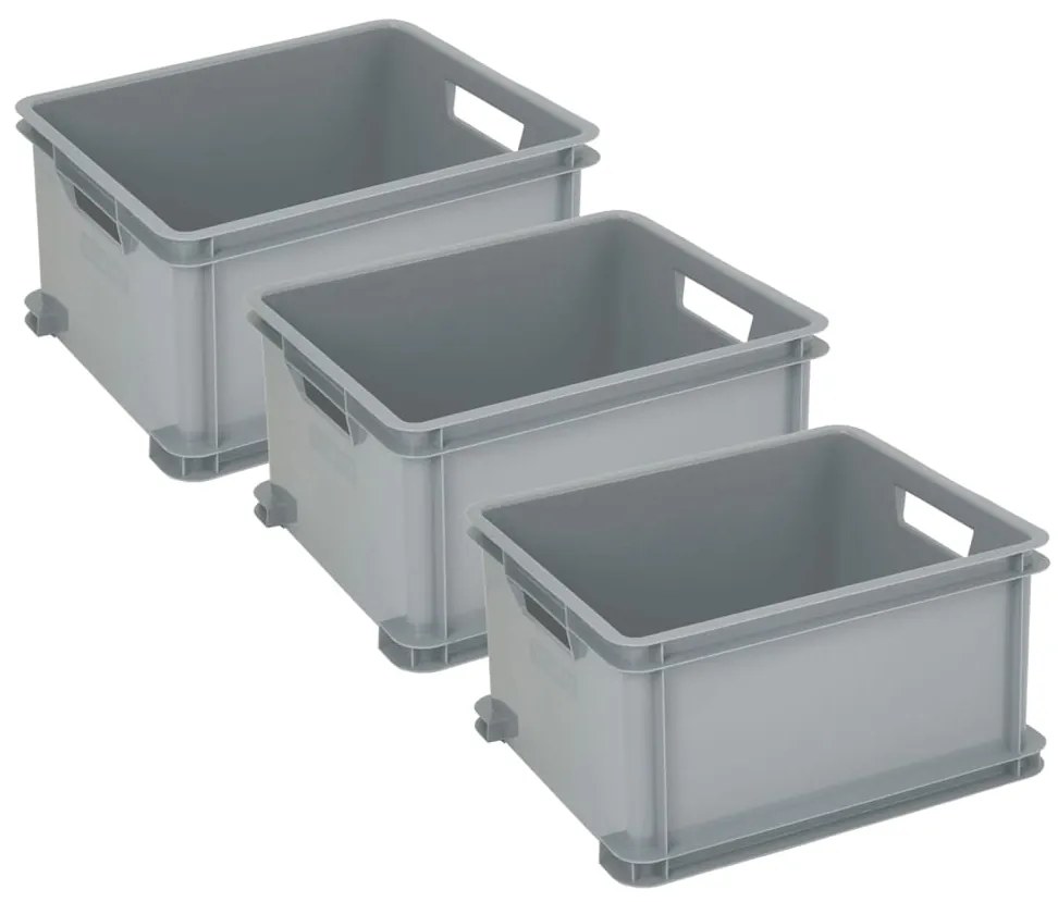 442063 Curver Caixa de arrumação Unibox 3x30 L prateado