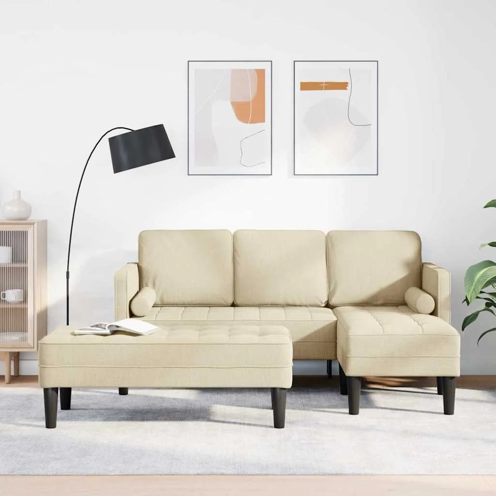 vidaXL Conjunto de Sofás 2 pcs Creme 173 x 131 x 67 cm tecido
