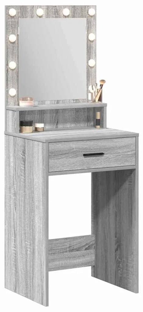 Mesa de Maquilhagem vidaXL com Luzes LED Cinzento Sonoma 50x41x135 cm