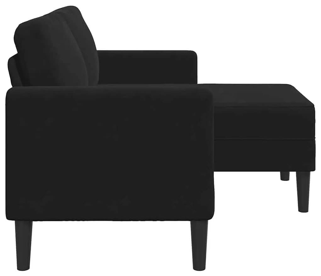 Sofá 2 lugares com Chaise em L 125 cm veludo preto