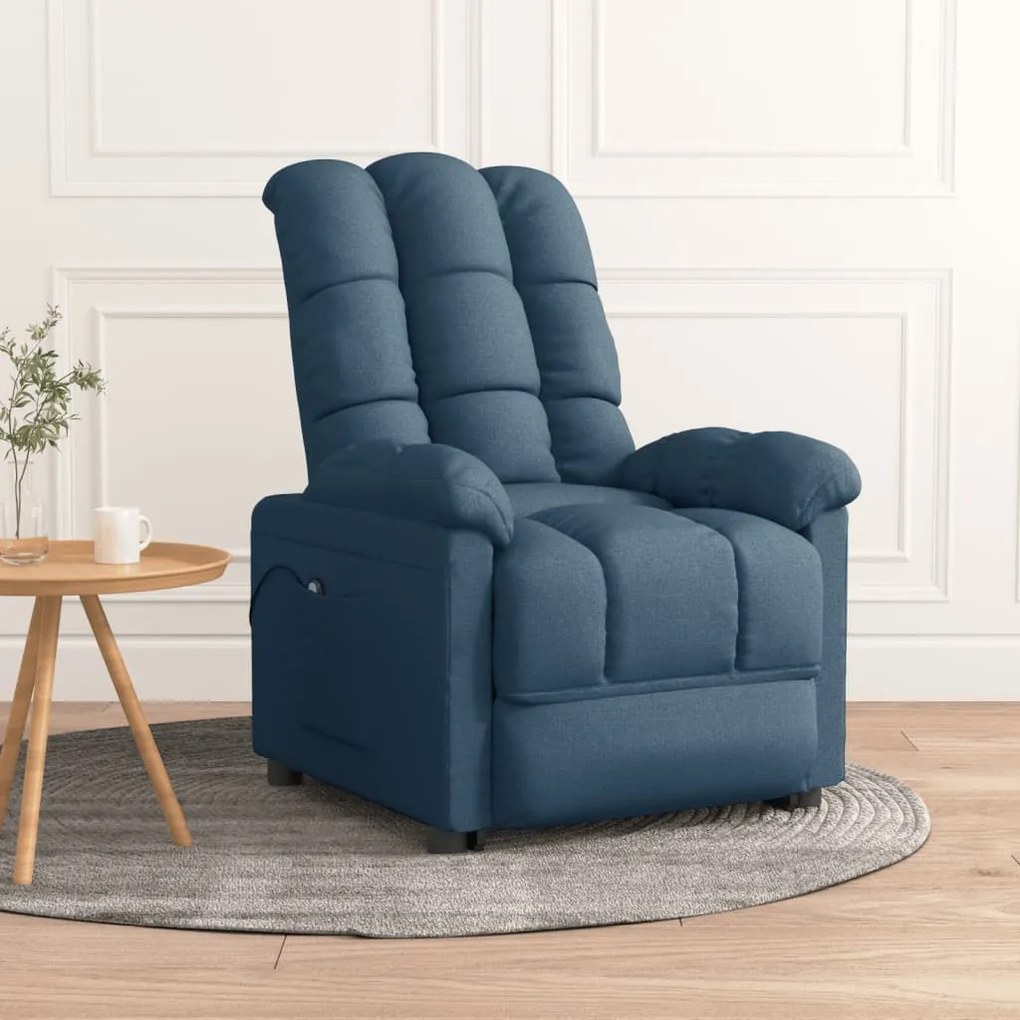 vidaXL Poltrona reclinável elétrica tecido azul