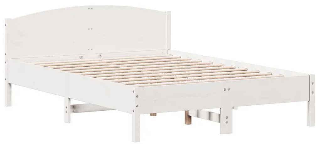 Cama sem colchão 160x200 cm madeira de pinho maciça branco