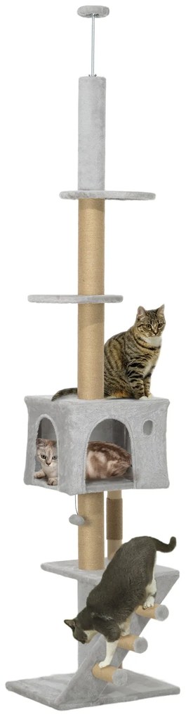 PawHut Arranhador para Gatos do Chão ao Teto de 225-265 cm Arranhador