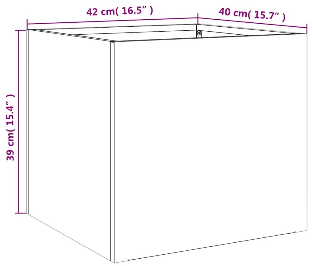 Vaso/floreira 42x40x39 cm aço galvanizado prateado