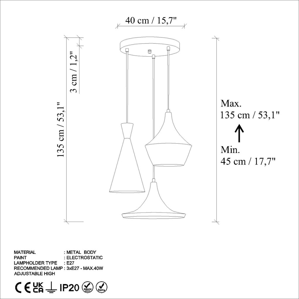 Candeeiro de Teto Tom – Turquesa – Ø45 cm