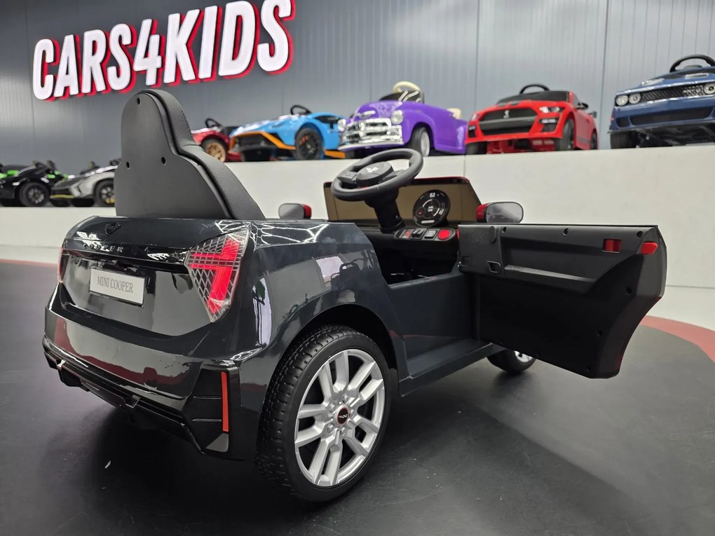 Carro elétrico para crianças Mini Cooper S 12V Pneus EVA, Assento de couro sintético Preto metálico