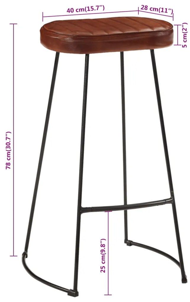 Bancos de bar Gavin 2 pcs 44x37,5x78 cm castanho-escuro