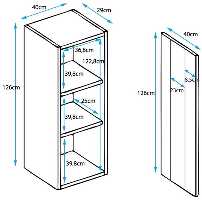 Vitrine de Parede Grijó – 40x126 cm – Preto e Branco com LED – Suspens