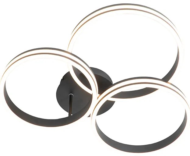 Candeeiro de teto preto com LED 3-passos regulável 3-luzes - Navara