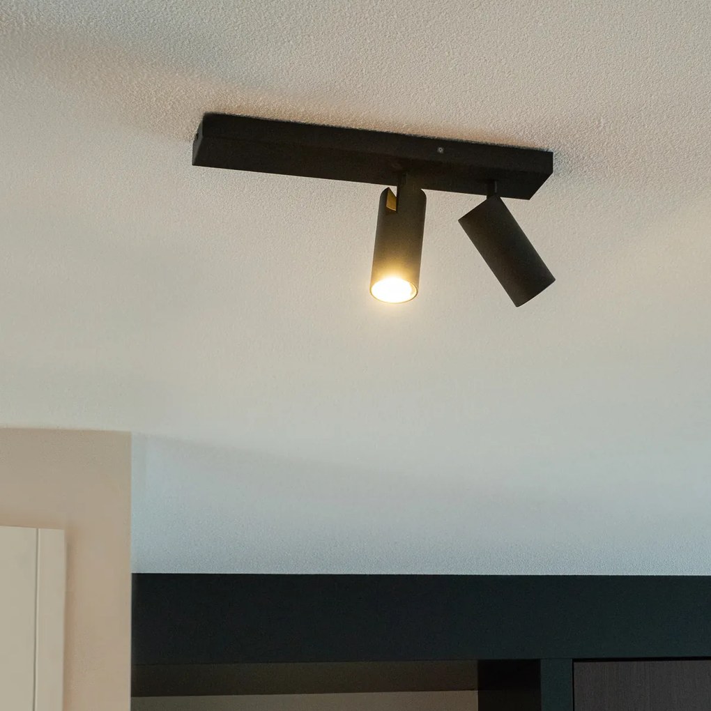 Foco de teto inteligente preto 2 luzes ajustável Incl. 2 Wifi GU10 50mm - Renna