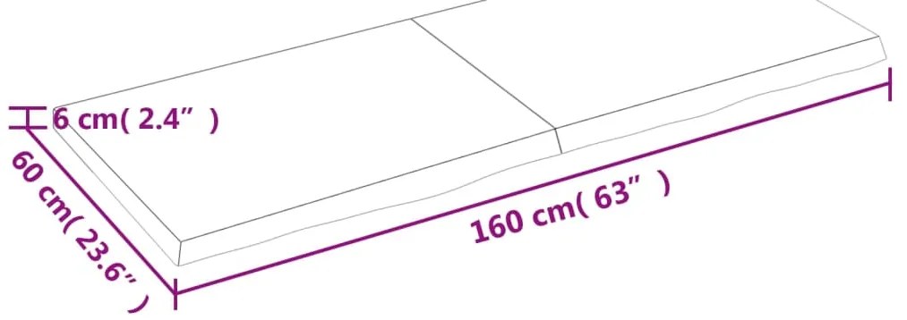 Tampo de mesa 160x60x(2-6) cm carvalho tratado castanho-escuro