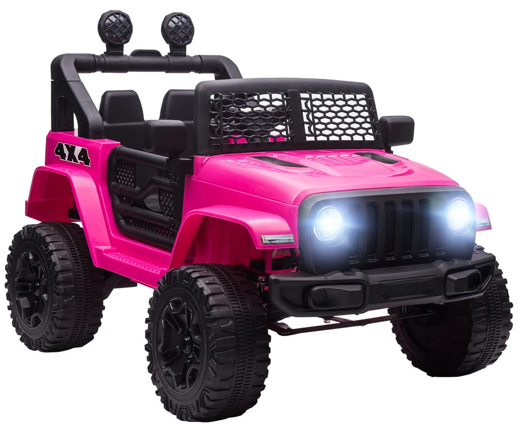 Carro Elétrico Infantil Bateria 12V com 2 Motores Controle Remoto 2.4G Luzes Buzina Velocidade Ajustável 100x65x72 cm Rosa