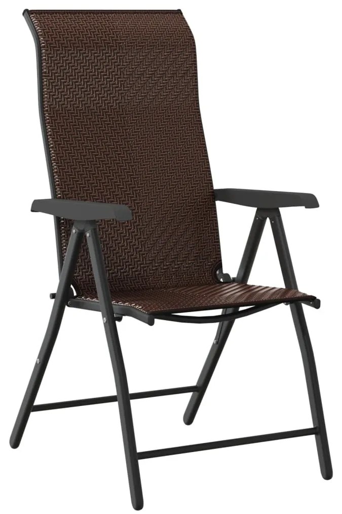 Cadeiras de jardim dobráveis 4 pcs vime PE castanho