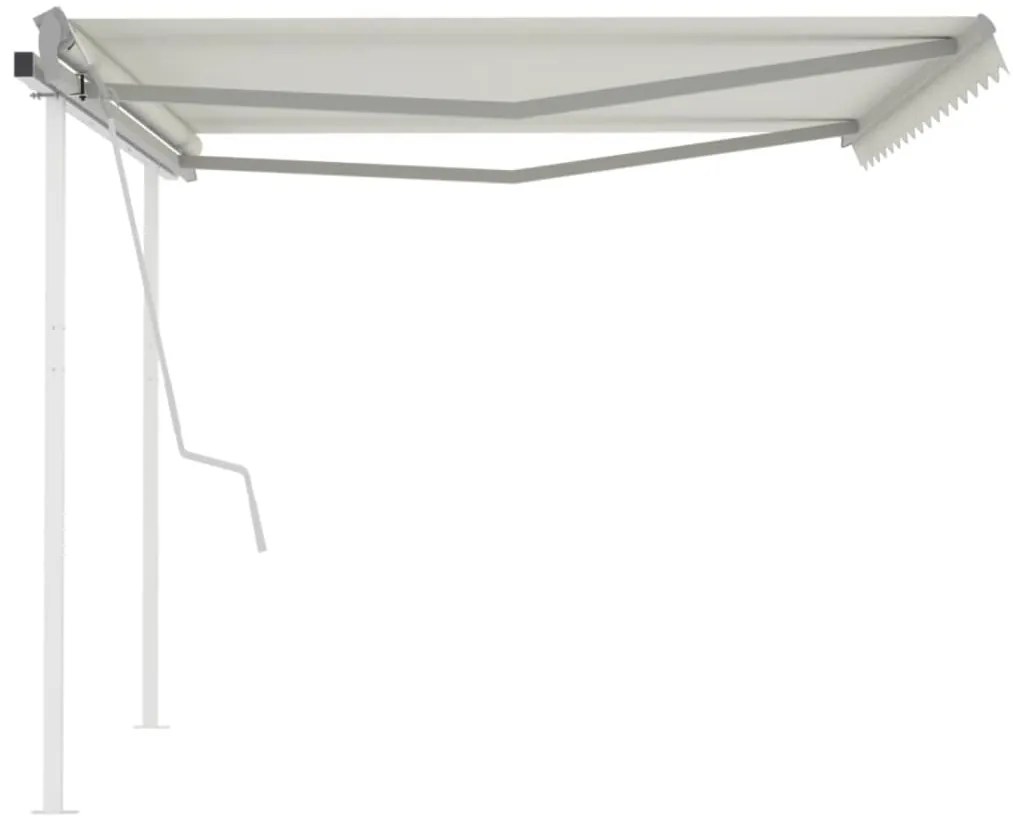 Toldo retrátil manual com postes 4,5x3 m cor creme