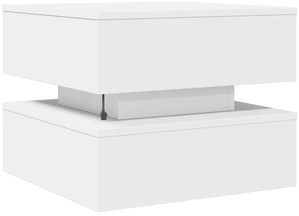 Mesa de centro com luzes LED 50x50x40 cm branco