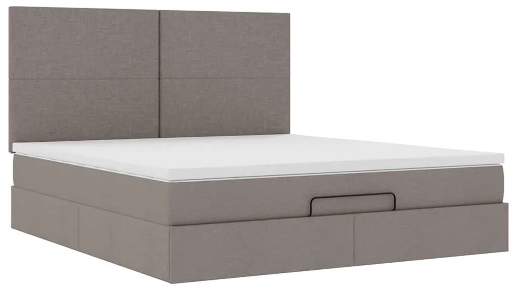 Estrutura de cama otomana com colchão tecido cinzento 160x200cm