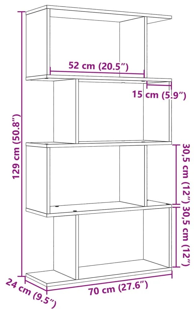 Estante divisória 4 níveis 70x24x129cm derivados madeira branco