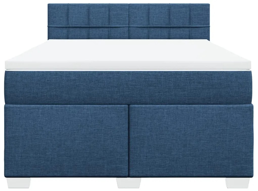 Cama com molas/colchão 140x200 cm tecido azul