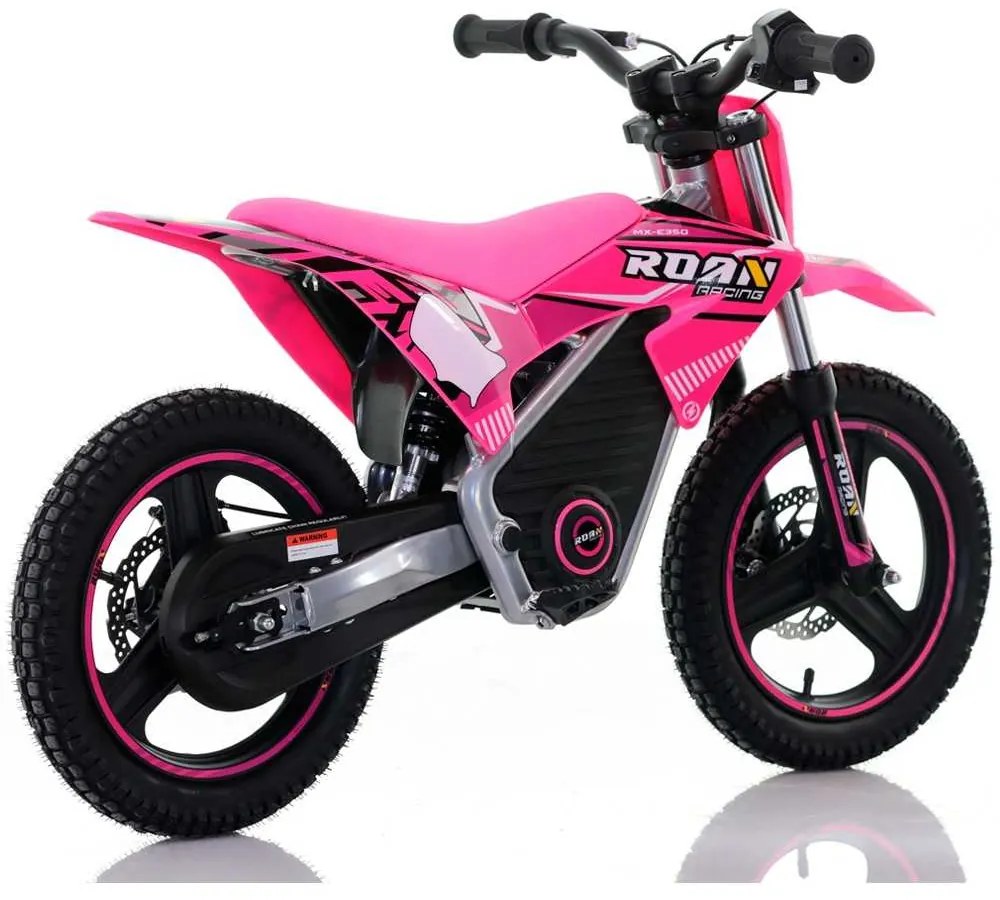 Mini moto elétrica para crianças Minicross electrica 350W 14/14" Warrior MX-E350 Velocidade até 30 km/h Com Limitador Rosa