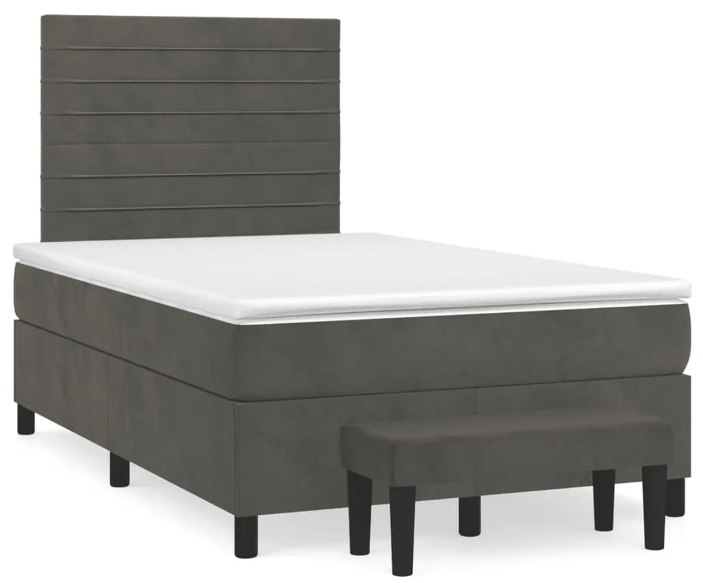 vidaXL Cama boxspring com colchão 120x190 cm veludo cinzento-escuro