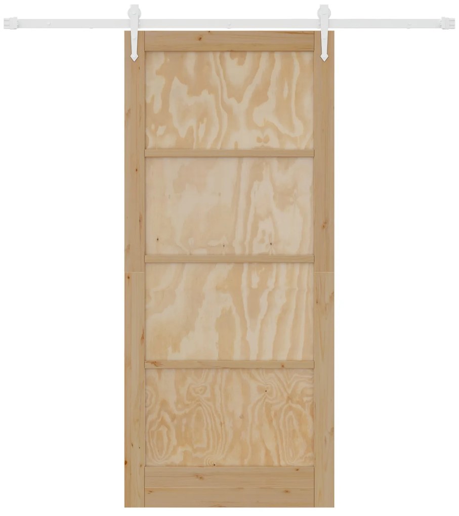 Porta Deslizante vidaXL com Conjunto de Ferragens 93x211 cm Madeira Só